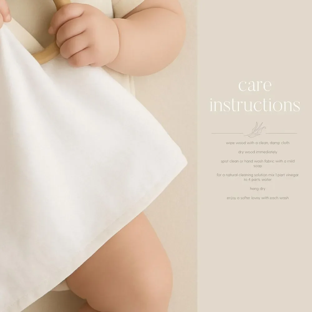 Organic Lovey With Wooden Ring December Birth Flower Baby Gift Teething Blanket